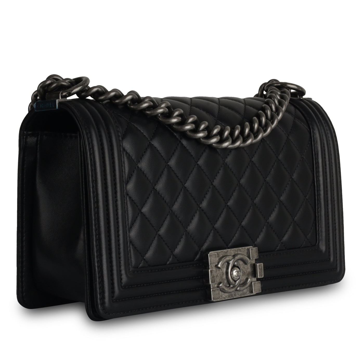 Chanel Boy Bag Lambskin Black Shoulder Bag Style 68