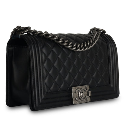 Chanel Boy Bag Lambskin Black Shoulder Bag Style 68