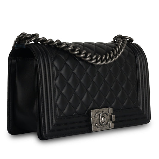 Chanel Boy Bag Lambskin Black Shoulder Bag Style 68