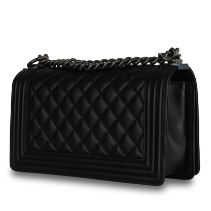 Chanel Boy Bag Lambskin Black Shoulder Bag Style 68