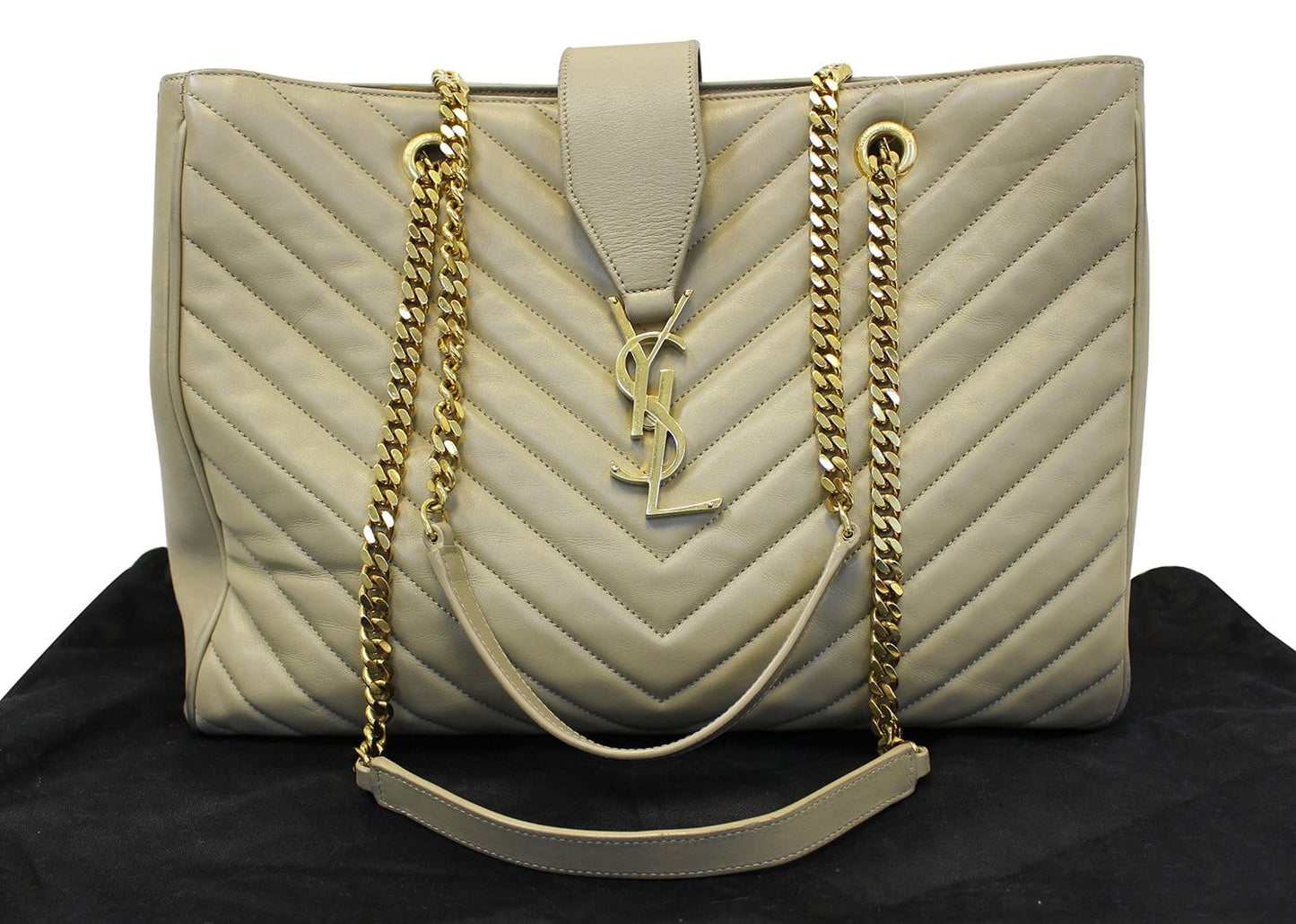 Saint Laurent Monogram Matelassé Beige Tote Bag