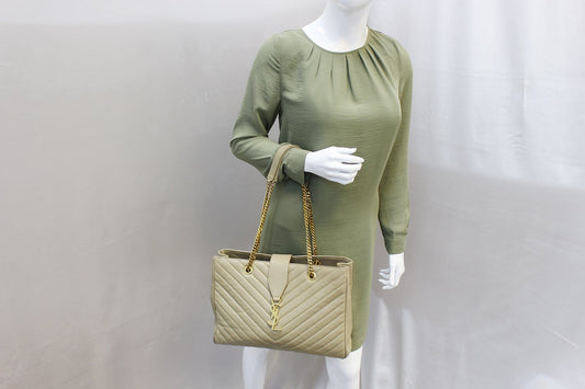 Saint Laurent Monogram Matelassé Beige Tote Bag