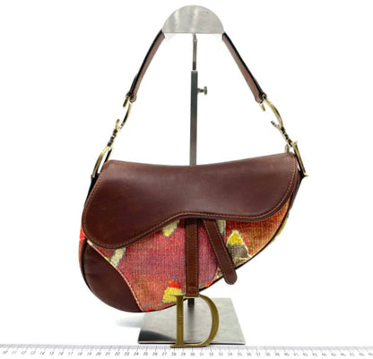 Dior Saddle bag brown leather and printed velvet RARE
