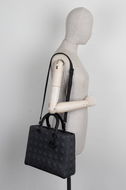 Christian Dior Large Lady Dior Bag So Black