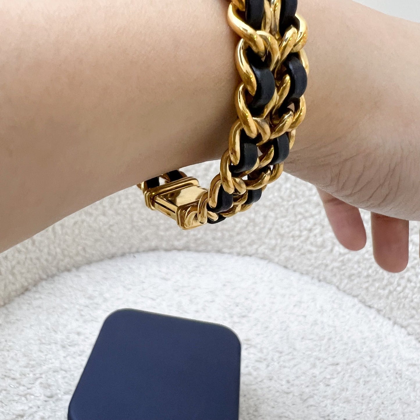 Chanel Vintage Premiere Watch in 24K Gold Plated HW and Black Leather Size M