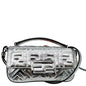 FENDI Baguette Zucca Embossed Leather Crossbody Bag Metallic Silver
