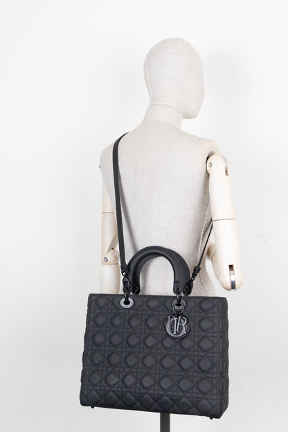 Christian Dior Large Lady Dior Bag Black