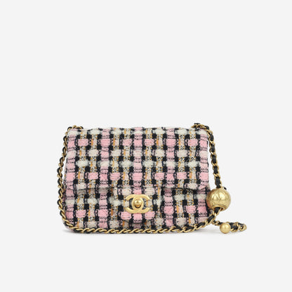Chanel Mini Square Pearl Crush - Mixed Pink Tweed