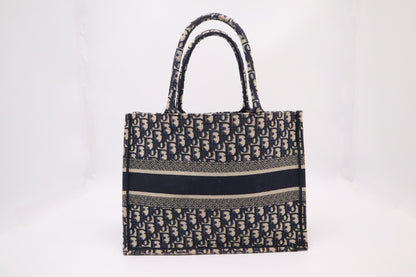 Dior Book Tote Medium in Navy Blue Oblique Embroidery Canvas