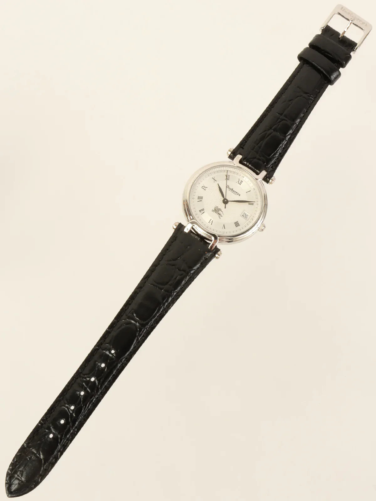 BURBERRY Round Logo Face Watch Silver/Black