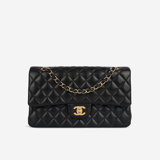 Chanel Classic Flap Lambskin Black Shoulder Bag Style 68