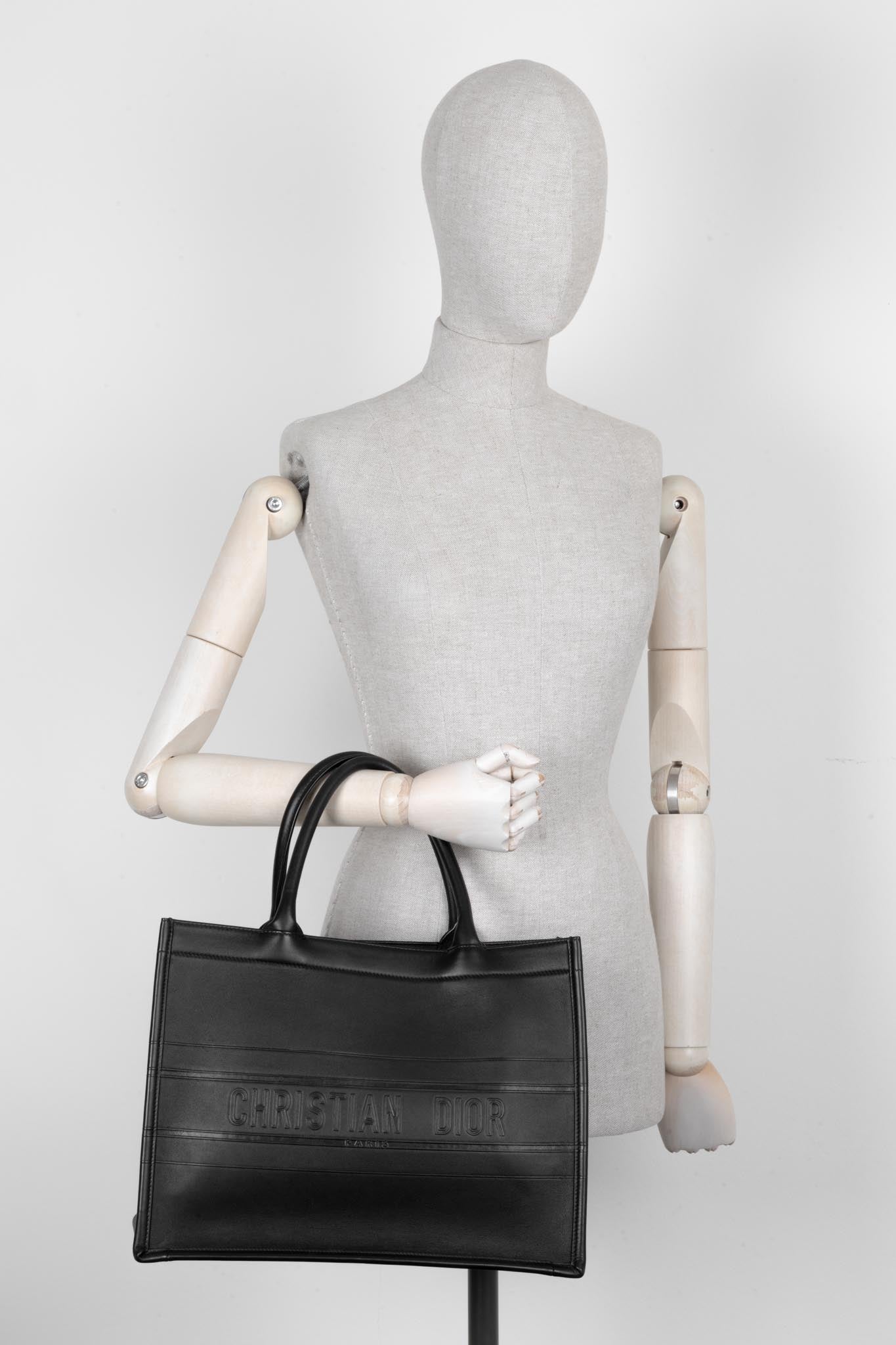 Christian Dior Medium Book Tote Black Leather