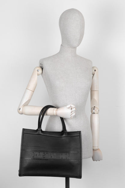 Christian Dior Medium Book Tote Black Leather