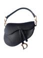 Dior Saddle Black Medium Grained Leather Handbag with Gold Hardware