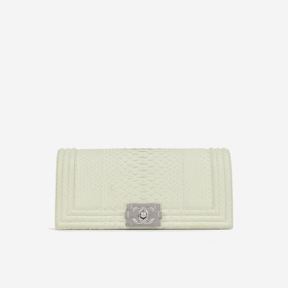 Chanel Boy Lambskin Silver Shoulder Bag