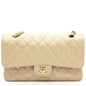 Chanel Flap Classic Quilted Caviar Leather Beige Shoulder Bag Style