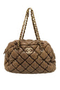 Chanel Beige Bubble Quilted Lambskin Leather Bowler Bag