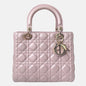 Lady Dior Medium Handbag Pearlescent Pink Cannage Leather Gold Hardware