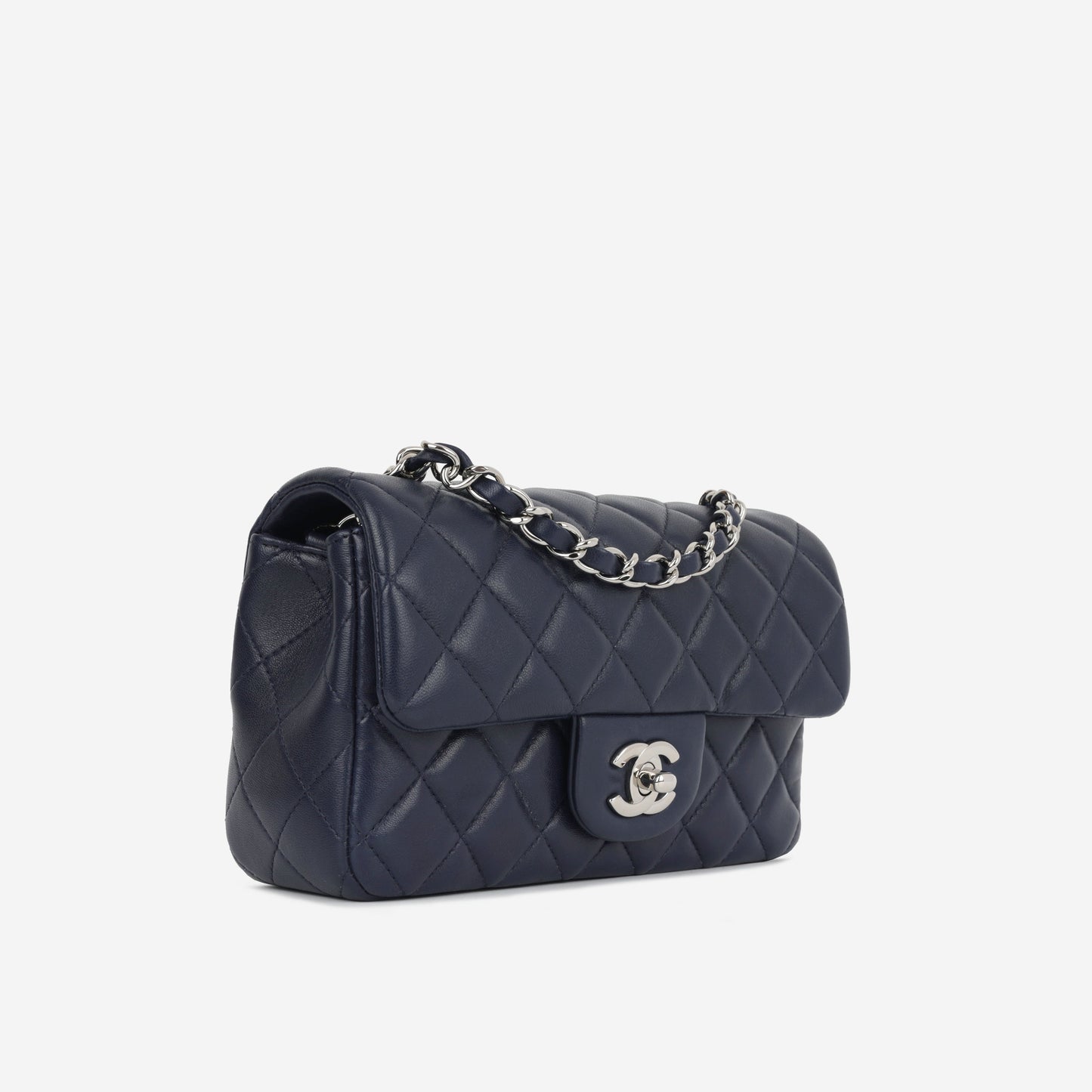 Chanel Classic Flap Lambskin Silver Shoulder Bag Style 20