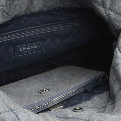Chanel Quilted Silver Tote Bag