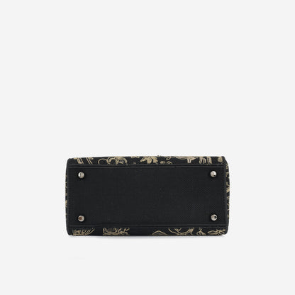 Medium Lady D-Lite - Black Embroidered Toile