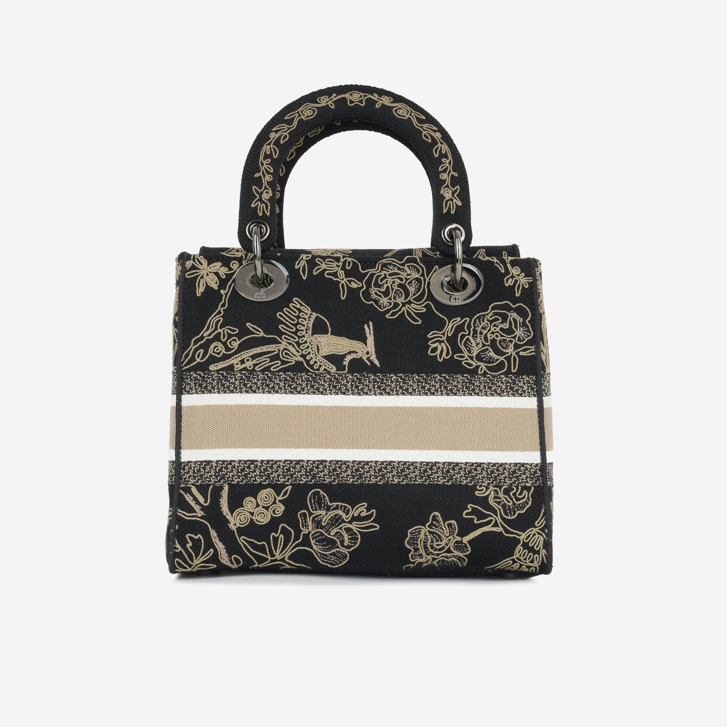 Medium Lady D-Lite - Black Embroidered Toile