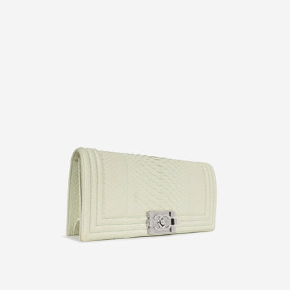 Chanel Boy Lambskin Silver Shoulder Bag