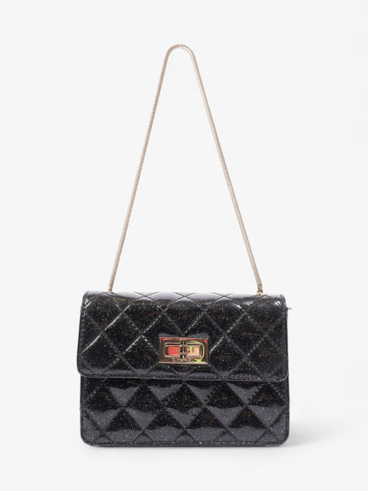 Chanel 2 55 Black Glitter Patent Leather Mini