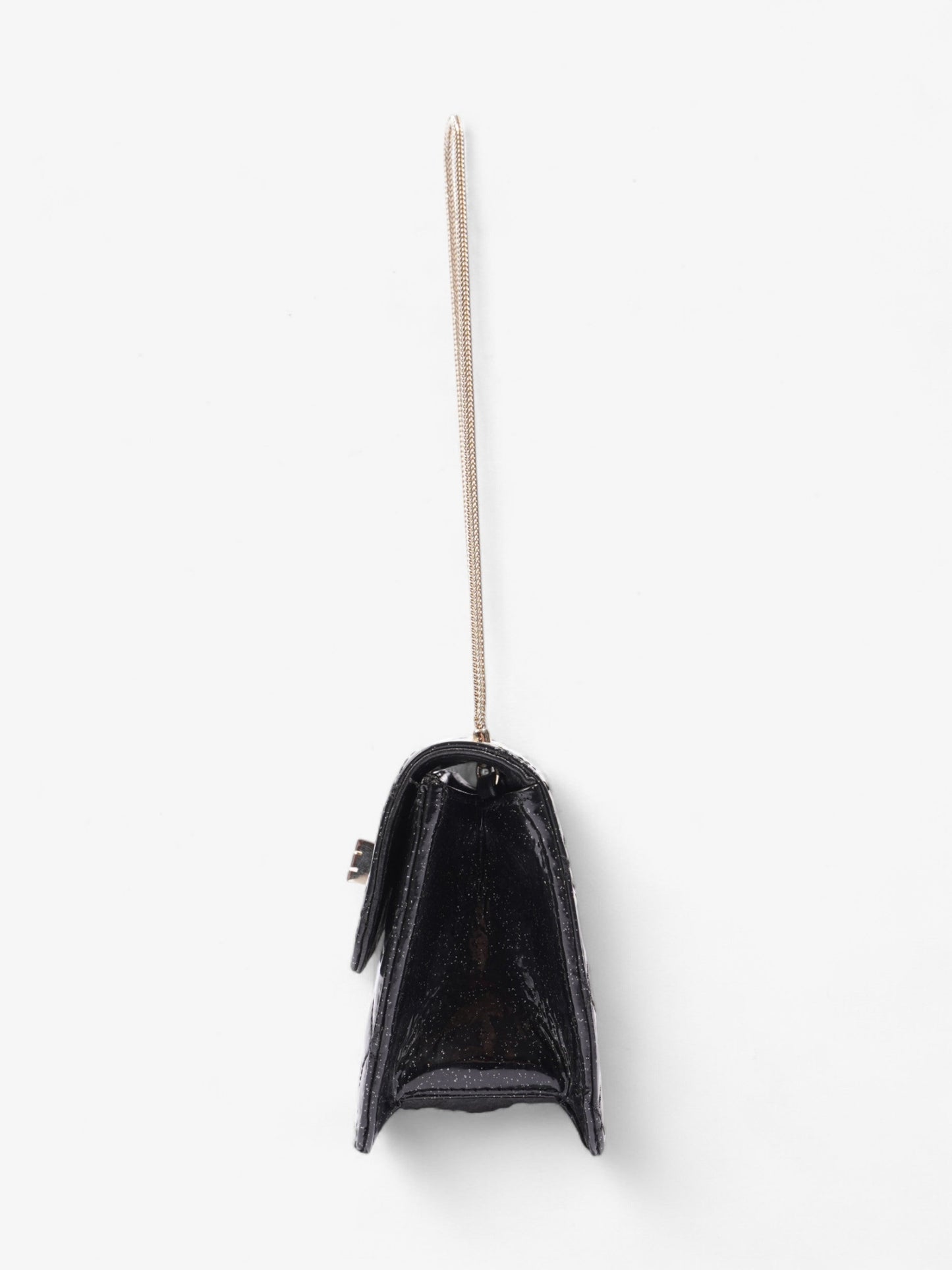 Chanel 2 55 Black Glitter Patent Leather Mini