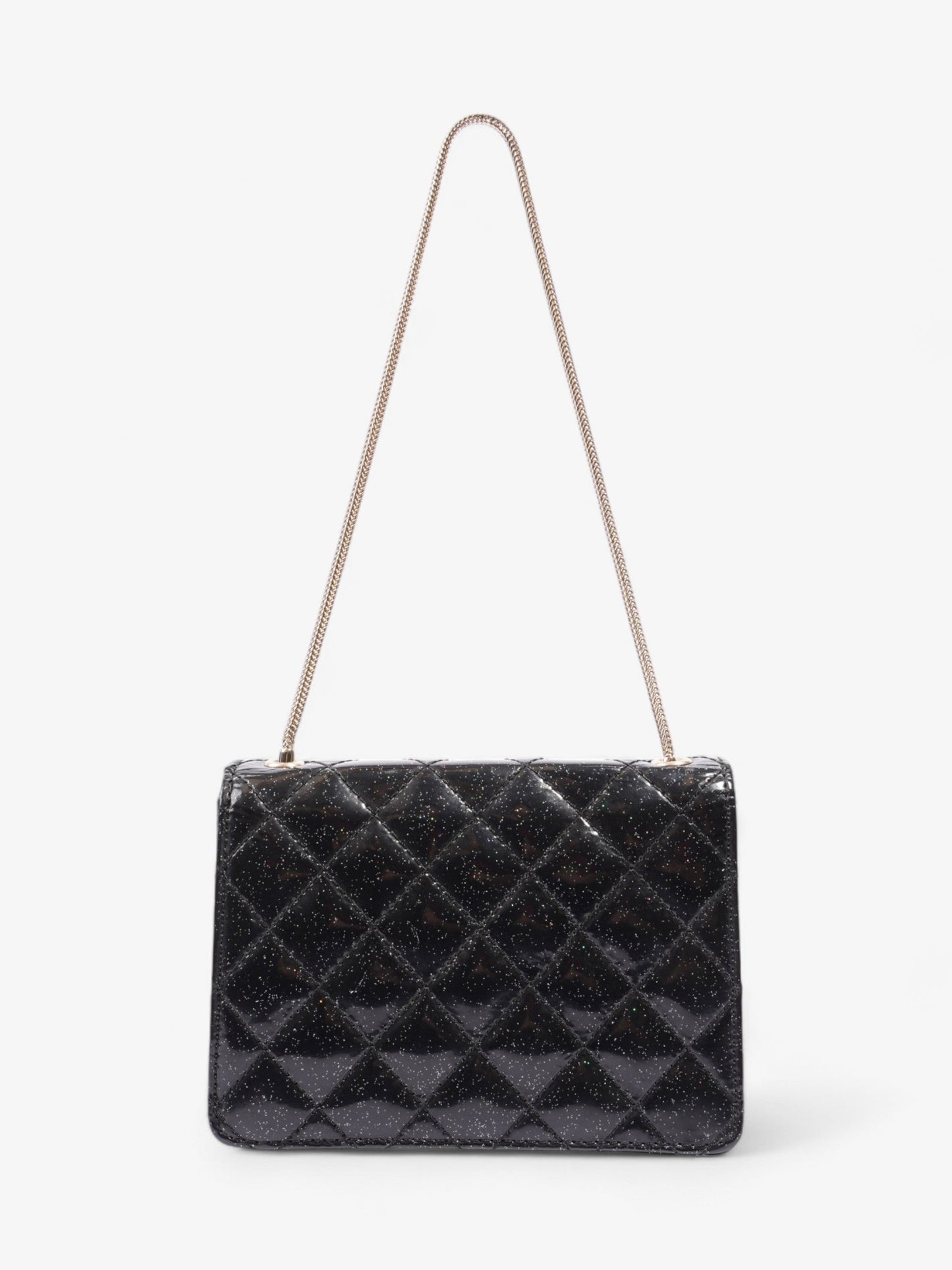 Chanel 2 55 Black Glitter Patent Leather Mini