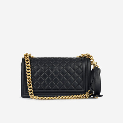 Chanel Boy Bag Lambskin Black Shoulder Bag Style 17