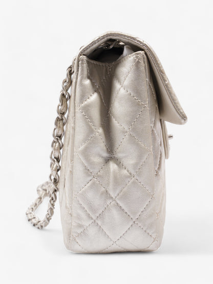 Chanel Classic Single Flap Metallic Grey Lambskin Leather Maxi