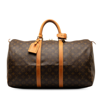 Brown Louis Vuitton Monogram Keepall 50 Travel Bag