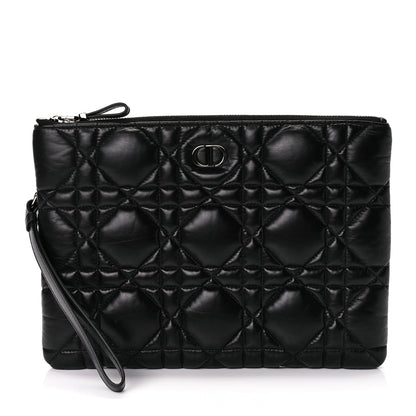 Christian Dior Supple Calfskin Cannage Caro Daily Pouch Black