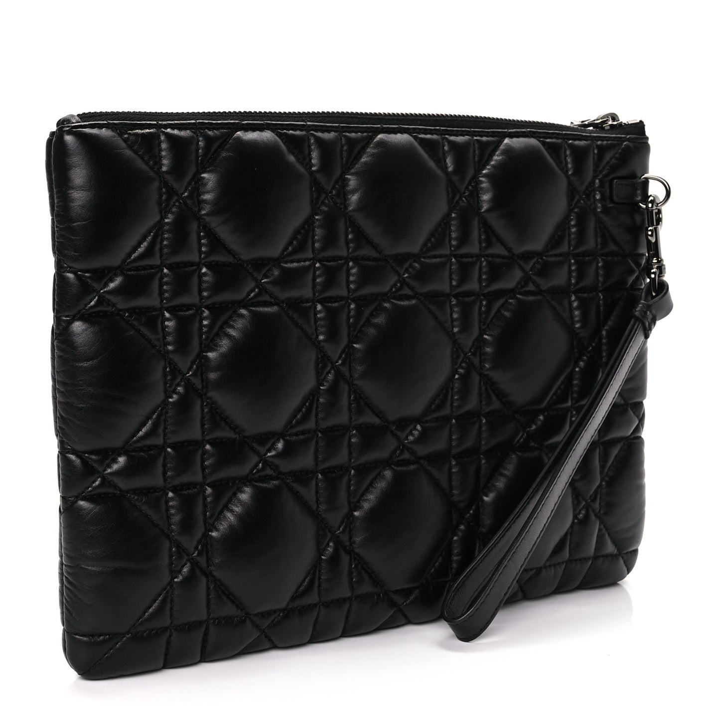 Christian Dior Supple Calfskin Cannage Caro Daily Pouch Black
