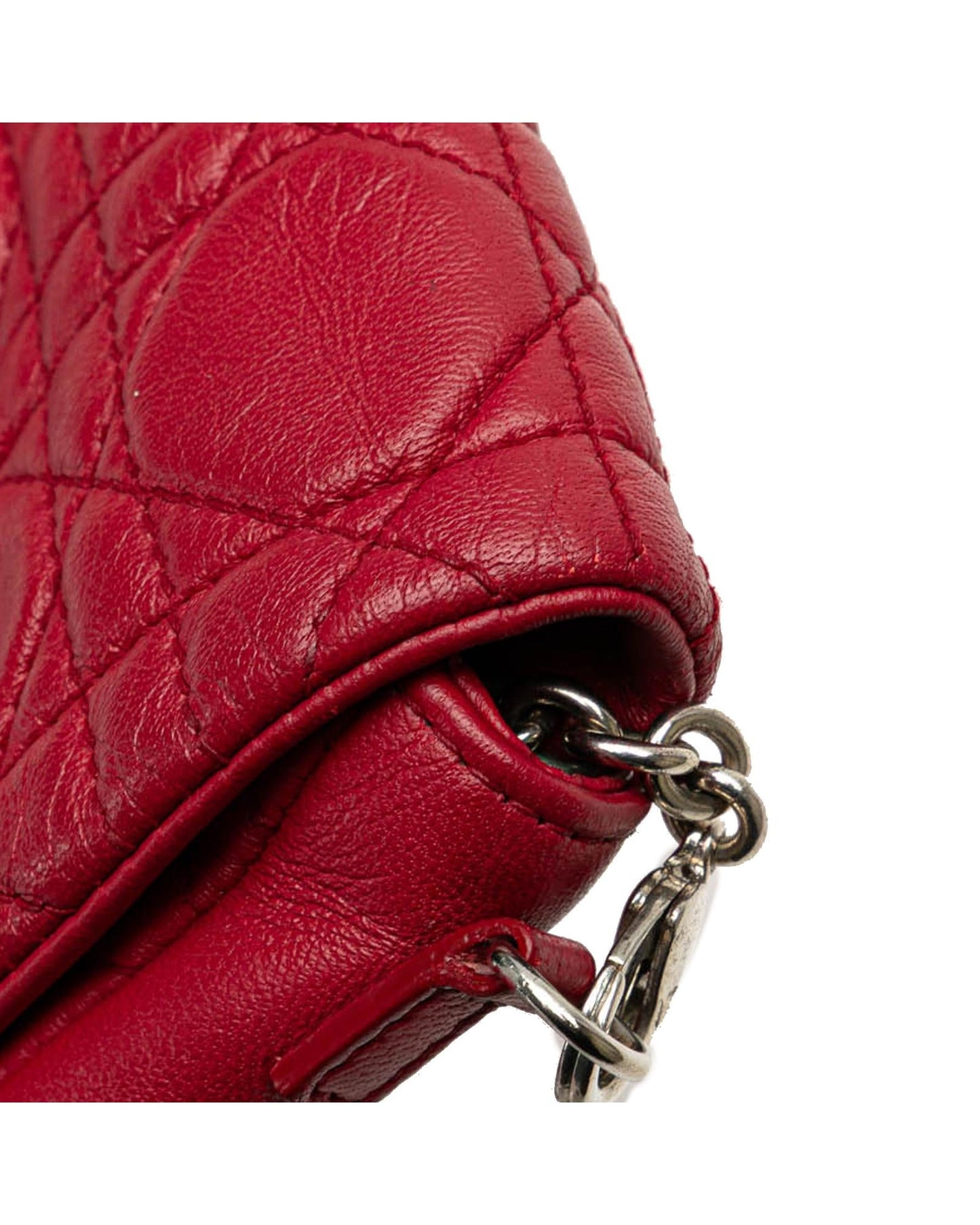 Quilted Lambskin Leather Crossbody Bag with Detachable Chain Strap