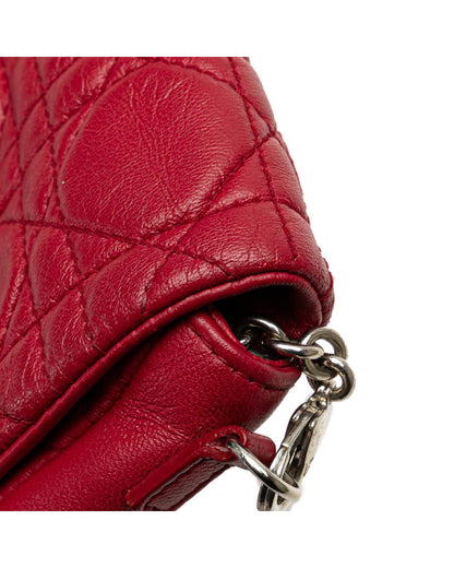 Quilted Lambskin Leather Crossbody Bag with Detachable Chain Strap