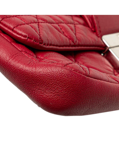 Quilted Lambskin Leather Crossbody Bag with Detachable Chain Strap