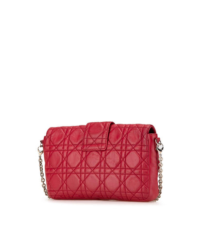 Quilted Lambskin Leather Crossbody Bag with Detachable Chain Strap