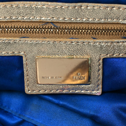 Fendi Metallic Lurex Zucca Baguette Gold Silver