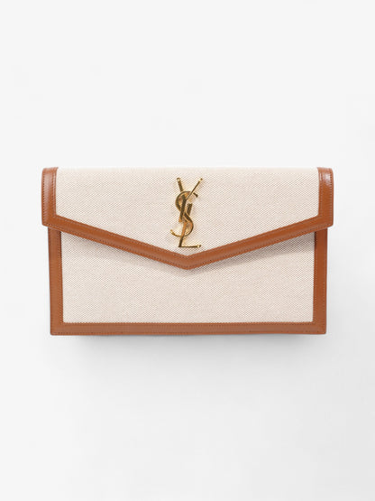 Saint Laurent Uptown Canvas Brown Clutch