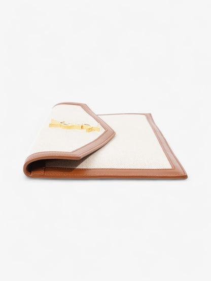 Saint Laurent Uptown Canvas Brown Clutch