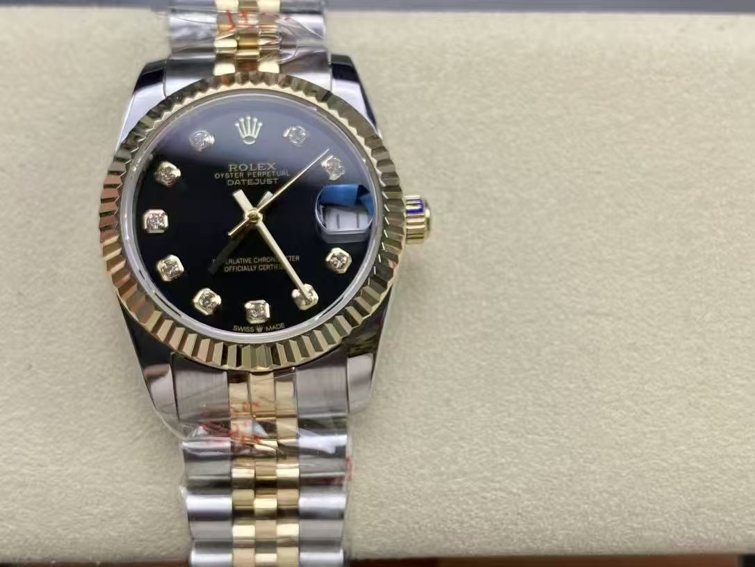 Rolex Datejust 2-Tone Jubilee Black Diamond Dial