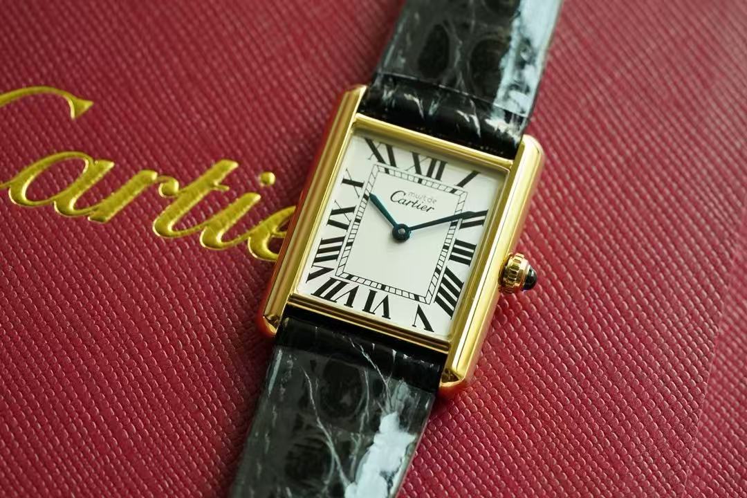 TANK MUST QUARTZ 30MM GOLD PLATED CASE LEATHER IVORY DIAL