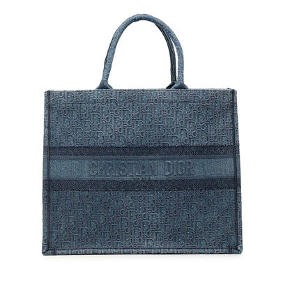 Blue Dior Large Oblique Denim Book Tote