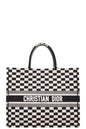 Christian Dior Medium Check Book Tote Black White