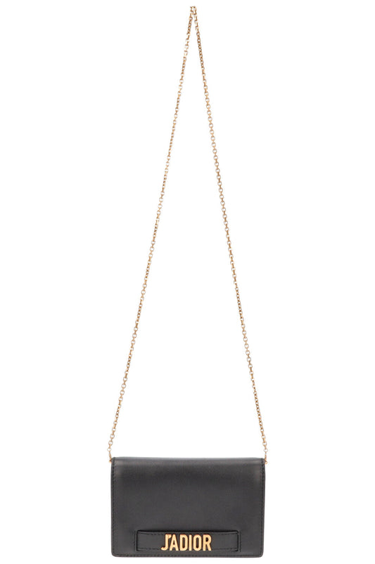 Christian Dior J Adior Crossbody Bag Leather Black Gold