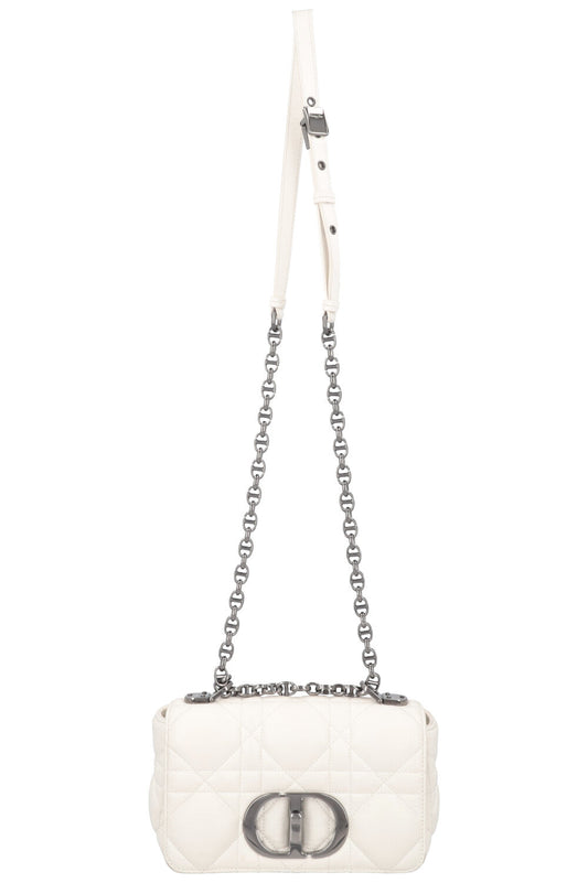 Christian Dior Small Caro Quilted Crossbody Bag White