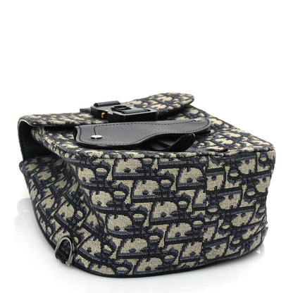 Christian Dior Grained Calfskin Oblique Mini Gallop Sling Bag Blue Black