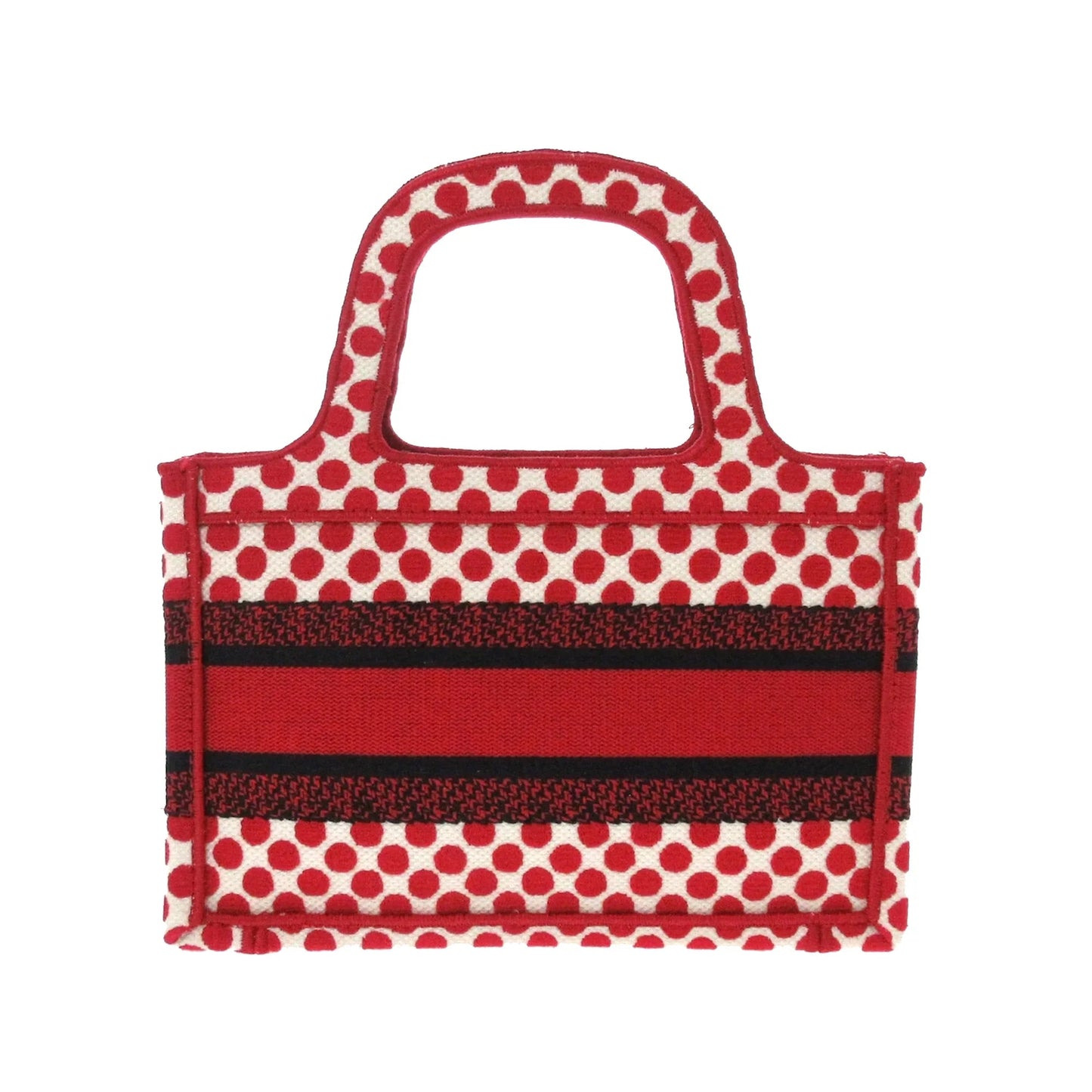Red Dior Dioramour Mini Embroidered Canvas Dots Book Tote